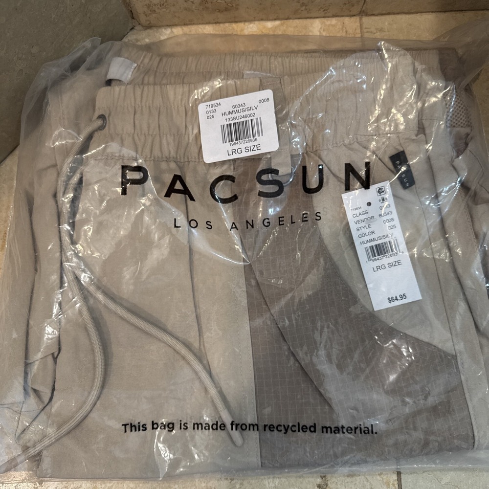 Pacsun Mens Baggy Cargo Convertible L Pants Shorts Khaki NWT NEW Retail $64.95
